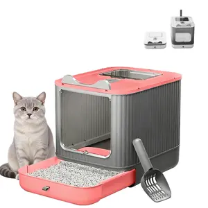 Cat Litter Box,Upgraded Fully Enclosed Cat Litter Box with Lid, Covered Cat Box Enclosure, Anti-Splashing Easy to Clean Kitty Litter Boxes with Drawer, Enclosed Kitty Box, Odor Control, Includes Litter Scoop,3 Modes can Use from Kitten to Adult