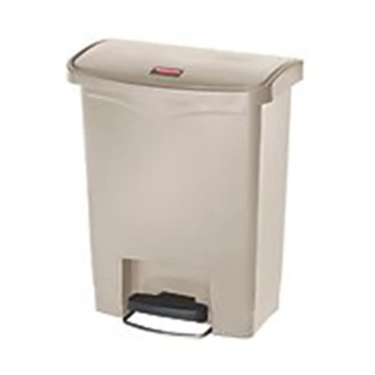 Slim Jim 8-Gal Smooth Finish Resin Step-On Wastebasket - RCP Contoured Edges Diaper Trash Can with Pedal & Quiet Close, Beige Home Trash Can for Baby Room Garbage Storage Containers