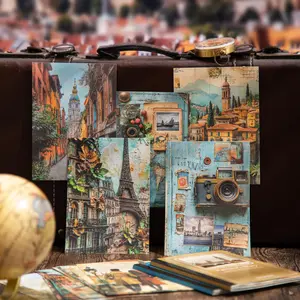 Vintage Travel Themed Material Paper (30 Sheets/box), Scrapbooking & Journal Making Paper, DIY Decorative Paper for Scrapbooking & Journal Making, Scrapbook Materials