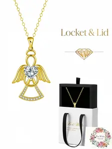 Guardian Angel 18K gold plated fade-resistant heart diamond clavicle necklace, paired with an exquisite drawer jewelry box. Ideal gift for women on birthdays, Mother's Day, Valentine's Day, Christmas and anniversaries.