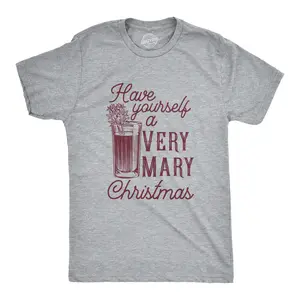 Mens Have Yourself A Very Mary Christmas T Shirt Funny Xmas Bloody Mary Drinking Tee for Guys Mens Funny T Shirts Cool Vintage Fashion T-Shirt Gift Classic Menswear Christmas Apparel for Men Funny Drinking Light Grey