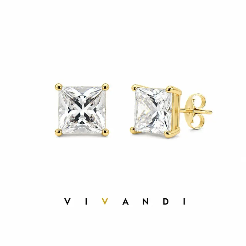 Vivandi Princess-Cut Stud Earrings Vivandi Princess-Cut Stud Earrings
