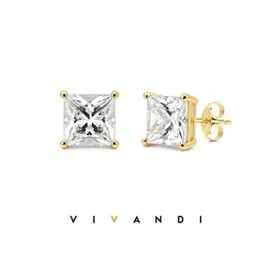 Vivandi Princess-Cut Stud Earrings