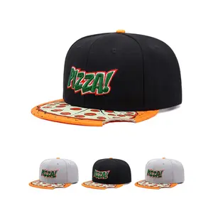 2026 New Creative Fashion Baseball Hat PIZZA Printed Embroidered Flat Edge Hat Street Personalized Hip Hop Skateboarding Hat Daily Commuter Decorative Hat Outdoor Leisure Sports Sunshade Hat Male Female Same Style
