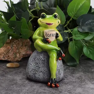 Frog Decorative Resin Statue - A set of decorations suitable for outdoor garden statues, an interesting indoor decoration, 4.5-inch creative desktop exquisite home accessory