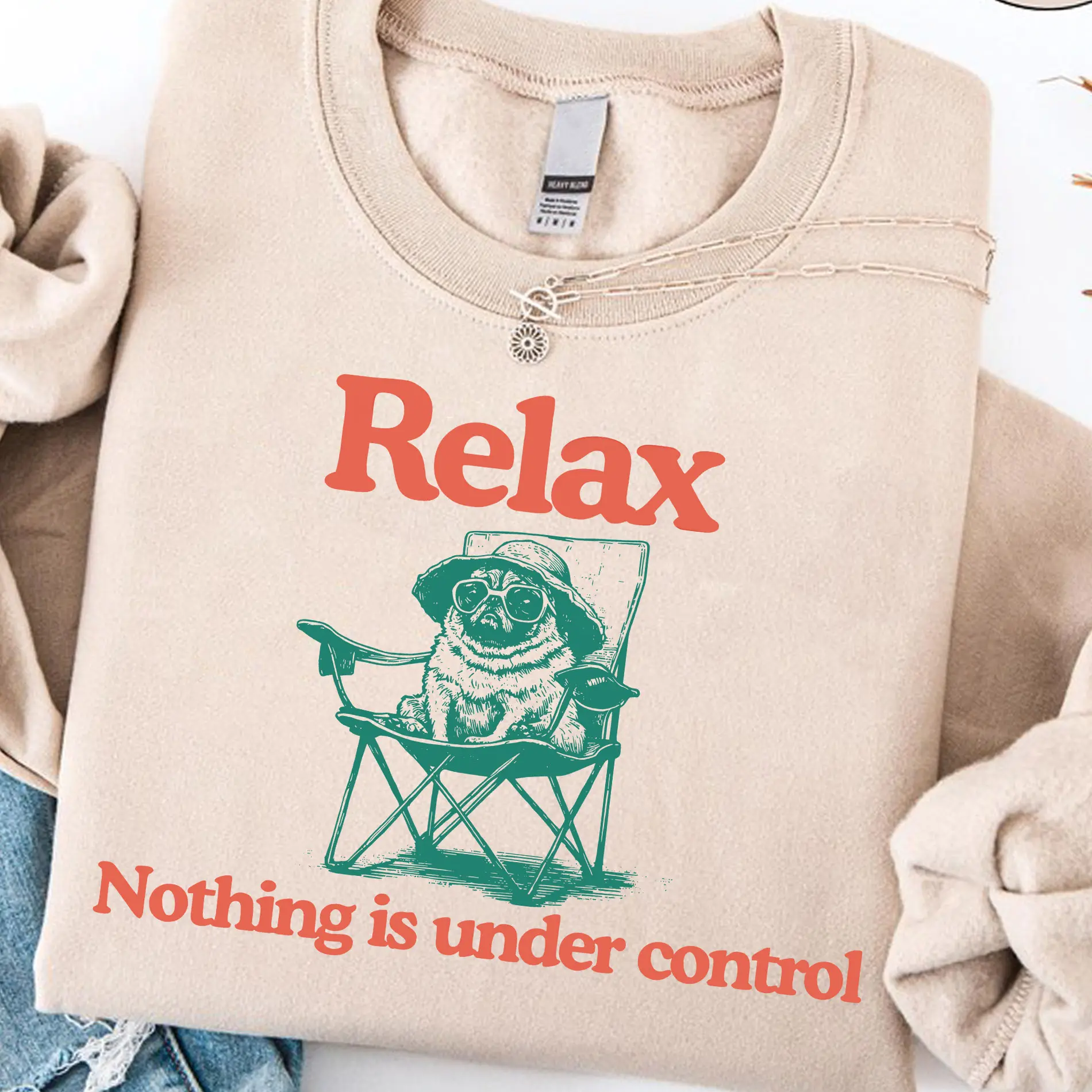 Funny Pug Sweatshirt, Relax Nothing Is Under Control Pug Sweater, Dog Mom Sweater, Gift For Her