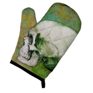 Carolines Treasures  Day of the Dead Green Skull Oven Mitt