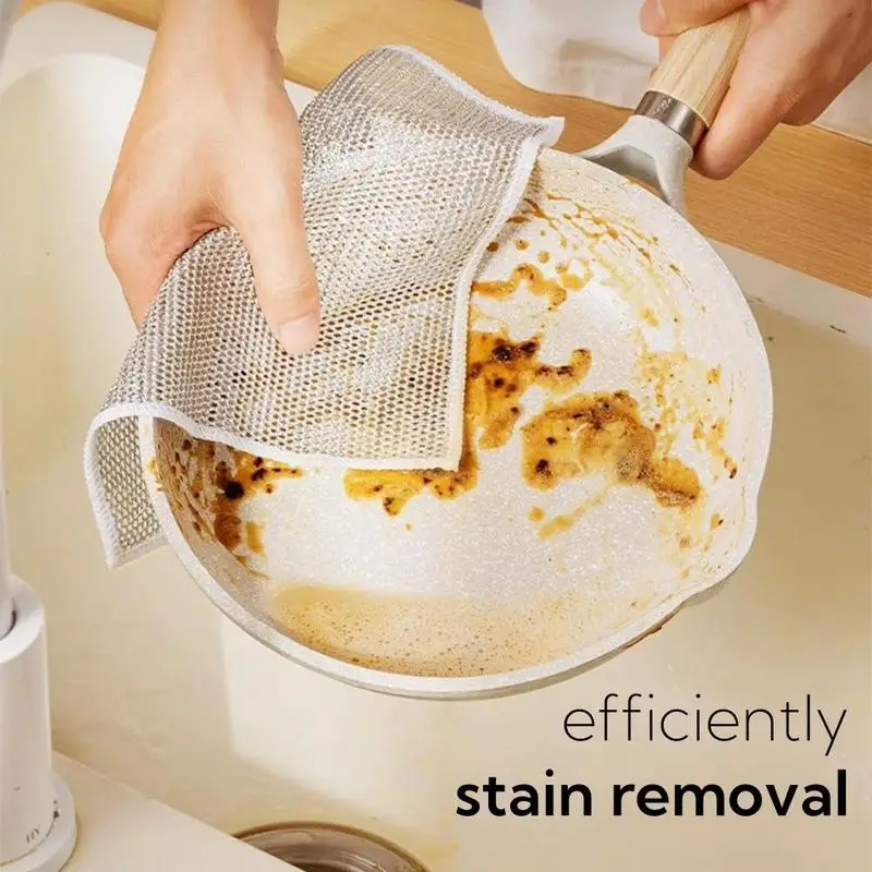 10 Counts double layer Dishwashing Rags，Multipurpose Non-Scratch Wire Dishcloths for Wet and Dry Use, Reusable Wire Cleaning Cloths for Kitchen, Sinks