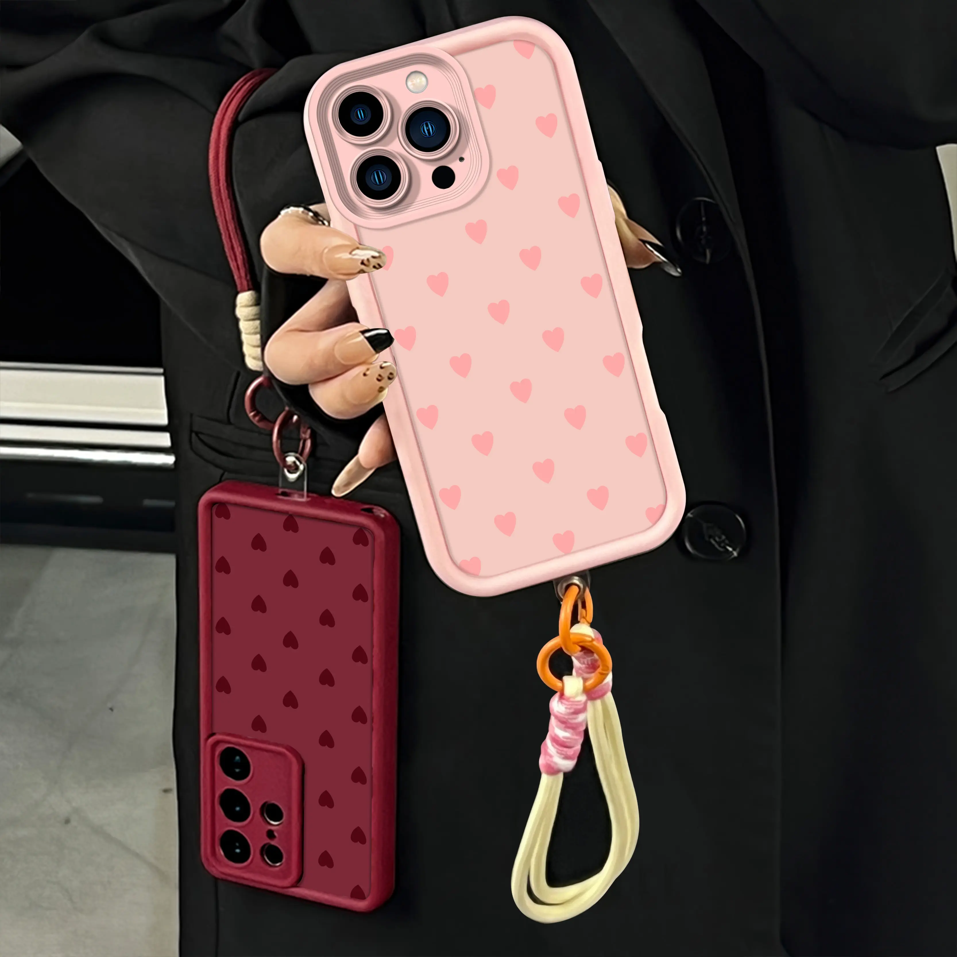 Love Heart Pattern Smartphone Casing for iPhone 17 Pro Max, 16, 15 Plus, 14, 13, 12, 11, XR, XS & Samsung Galaxy S25, S24, S23, S22, S21, A54, A53 - Full-Coverage Lens Protection, Shockproof Drop-Resistant Handheld Cellphone Devices Case for Girls (JY74)