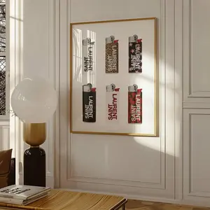 Vintage Retro Saint Laurent Lighters Collage Wall Art Print - Trendy Dorm Decor