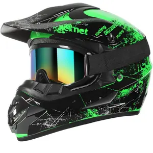 DOT Certified Motocross Helmet 4-Piece Set, Off-Road Dirt Bike Helmet Suitable for Adults Youth Kids, Universal Fit for ATV 4 Wheel Off-Road Vehicle Motorcycle Street Bike Mountain Bike Outdoor Riding Protective Helmet