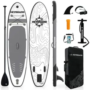 10'6" x 32" HEYBOARD Grey Inflatable SUP Board - Stable Beginner Friendly Stand Up Paddle Board with Complete Kit