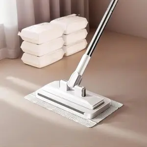 Portable Mop Set, Small Size with Automatic Fabric Replacement System, Lightweight Reusable Floor Cleaning Tool Kit, Lightweight Flat Mop