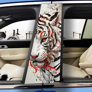 Pack of 2 pieces of colorful white tiger, car trim with B-pillar stickers, designed for use on car windows. They are scratch-resistant, waterproof, easy to stick and remove, suitable for cars, trucks, SUVs and other vehicles, trucks, SUVs