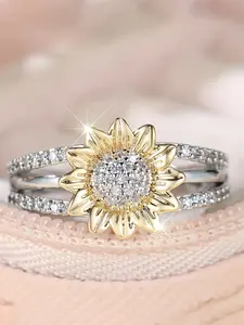 1 PC Glamorous Cubic Zirconia Round Cz Ring Beautiful Rings Statement Ring Fashion Engagement Rings For Women Wedding Engagement Valentine's Day Party Gift