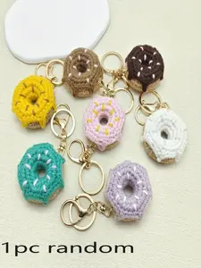 Handmade Crochet Donut Keychain, Colorful Mini Round Donut Pendant with Lobster Clasp, Ideal Valentine's Day Bag Charm and Keychain, Cute Keychain
