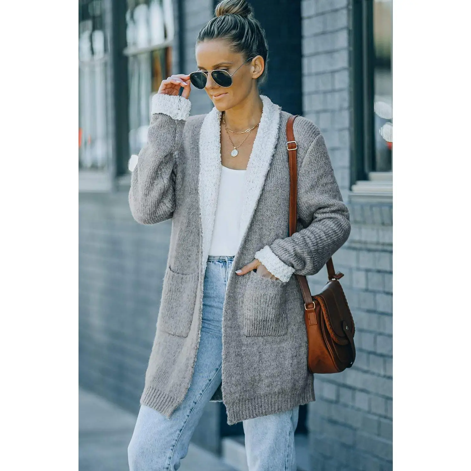 Open Front Pocketed Longline Cardigan