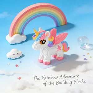 Colorful Unicorn Horse 3D Puzzle Building Block Figurine, Home Office Bookshelf Decor, Party Decoration, Ideal Gift for Holidays