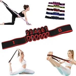 Fitness Resistance Band for Stretching and Yoga 8 Loops Elastic Exercise Bands with Handles Ideal for Pilates Strength Training Red Purple Pink Blue