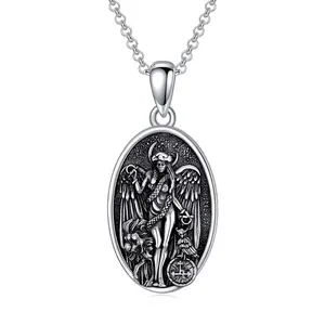 Lilith Necklace 925 Sterling Silver Lilith Pendant Necklace Pagan Wiccan Magic Egyptian Amulet Jewelry for Women Men