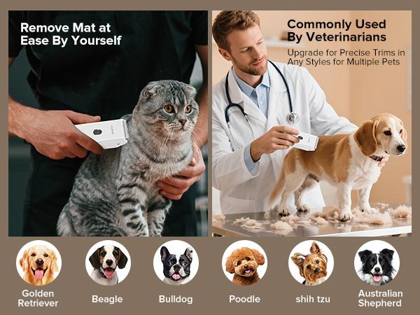 Dog Clipper for Matted & Long Hair,Quiet Pet Paw Hair Trimming Groomer,Handy Cordless Rechargeable Waterproof Shaver Kits for Cats,Small Dogs & Pets