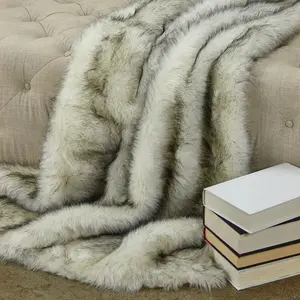 Plutus Polar Bear White and Black Faux Fur Throw – Reversible Plush Blanket (Made in USA)