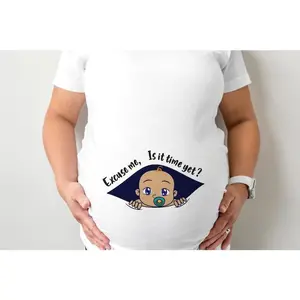Excuse me is it time yet?, Baby Peeking Shirt, maternity Shirt, pregnant Shirt, pregnant mom gift, pregnancy shirt funny, pregnancy shirt for mom