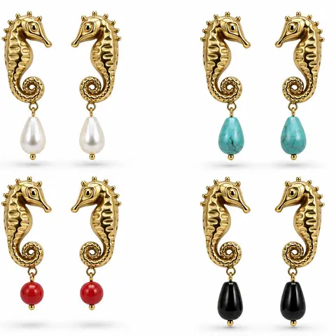 SeaHorse Earrings - Decorative Design, Elegant Style for Everyday Wear