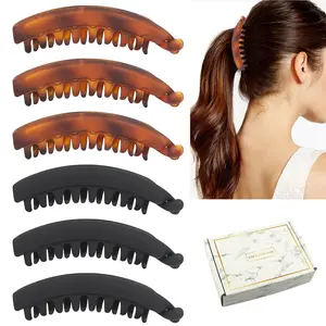 Banana Hair Clip, 6 PCS Large, 5.3 Nonslip Clincher Combs for Thin to Medium-Thick Hair, Strong Hold Ponytail Holder Clip for Women and Girls