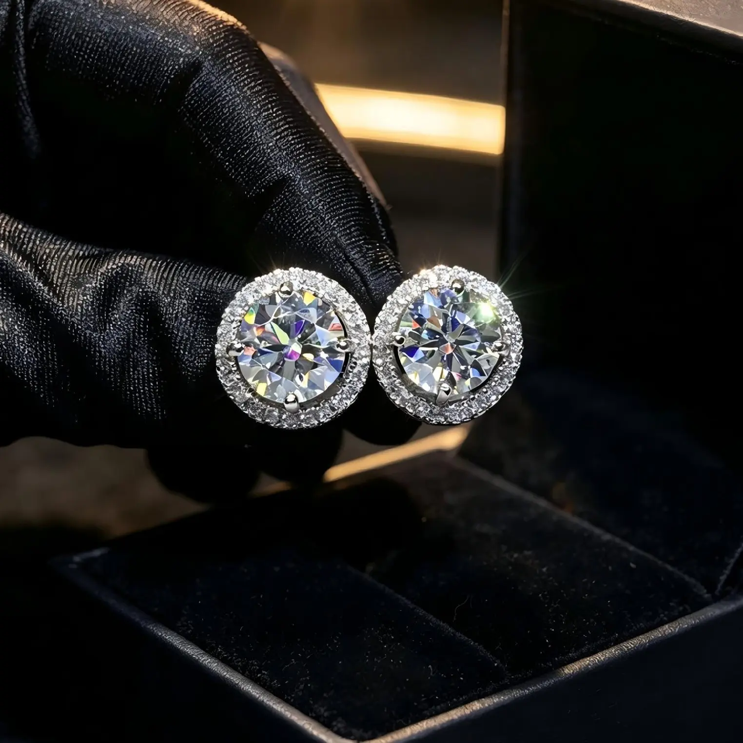 Bold Iced‑Out Brilliant Moissanite Stud Earrings, S925 Sterling Silver Hypoallergenic Unisex Fine Jewelry, Urban Hip‑Hop Statement Studs for Night Out, Club & Special Occasions, Premium Masculine Gift for Birthdays, Holidays & Anniversaries