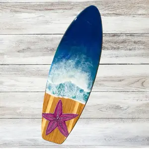 Resin Beach Wave Cutting Board - Charcuterie Board, beach wave surfboard Ideal for Decor and Hanging, custom hand painted design