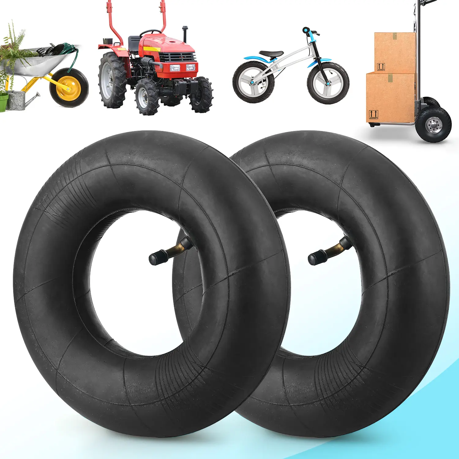 4.10/3.50-4 Heavy Duty Butyl Rubber Inner Tube with TR87 Angled Valve for Inflation - Auto Replacement Part for Wheelbarrow, Lawn Mower - Fits 10" Tires