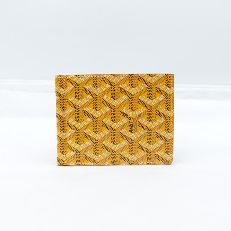 Pre-owned Goyard Coated Canvas Small Leather Goods Yellow Card Holder T10305790