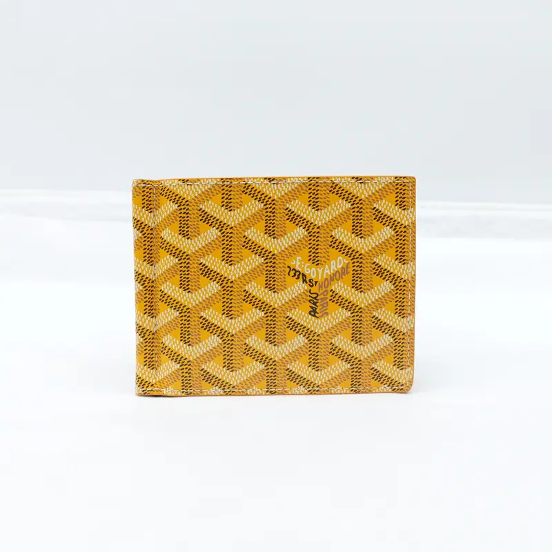 Pre-owned Goyard Coated Canvas Small Leather Goods Yellow Card Holder T10305790