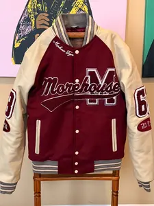 AUC MH Unisex Leather and Wool Letterman Jacket