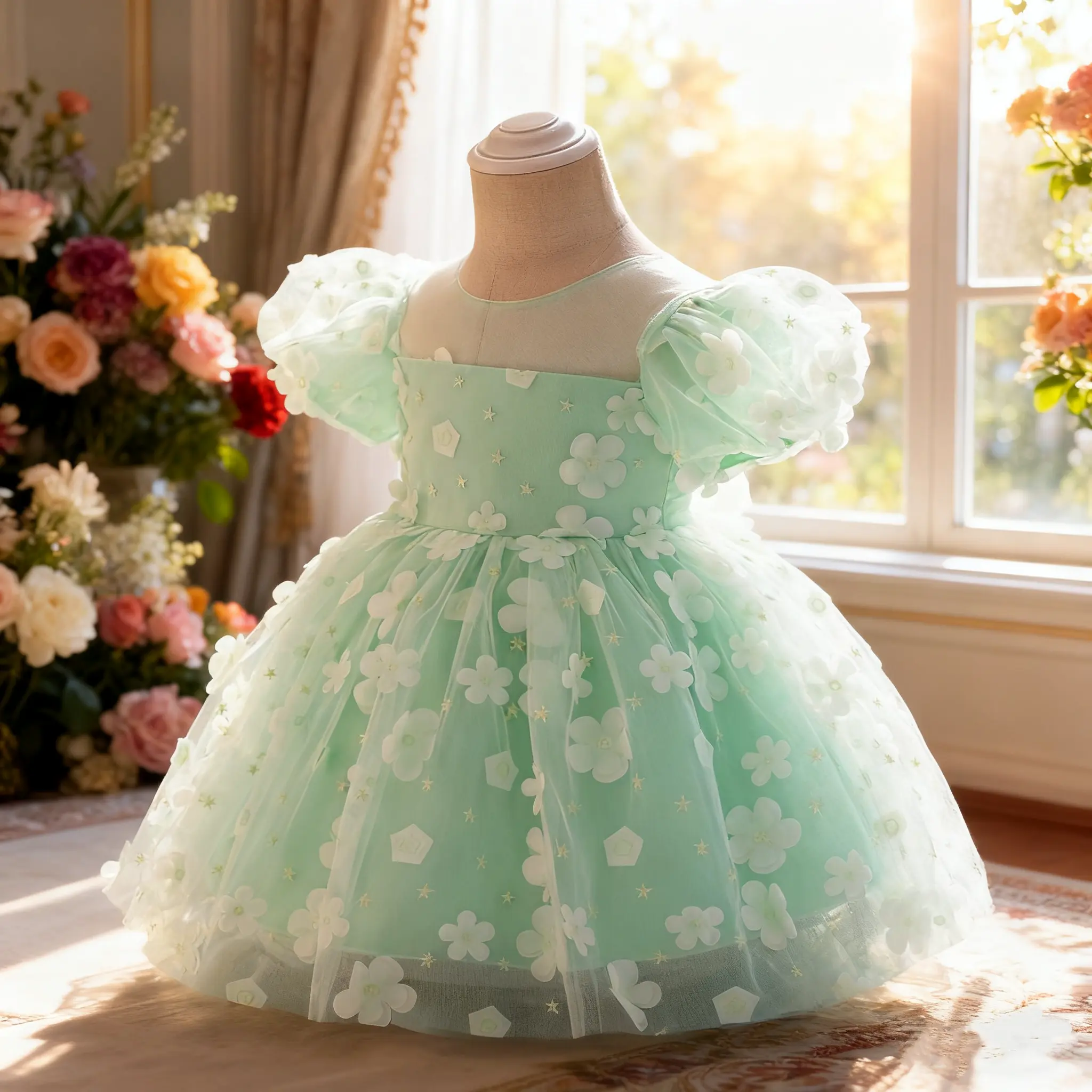 2235 Baby Girl Summer Infant Dress Tutu Dress Baby Dress For Girl Toddler Birthday Dress Wedding Flowergirl Dress Light Green Dress