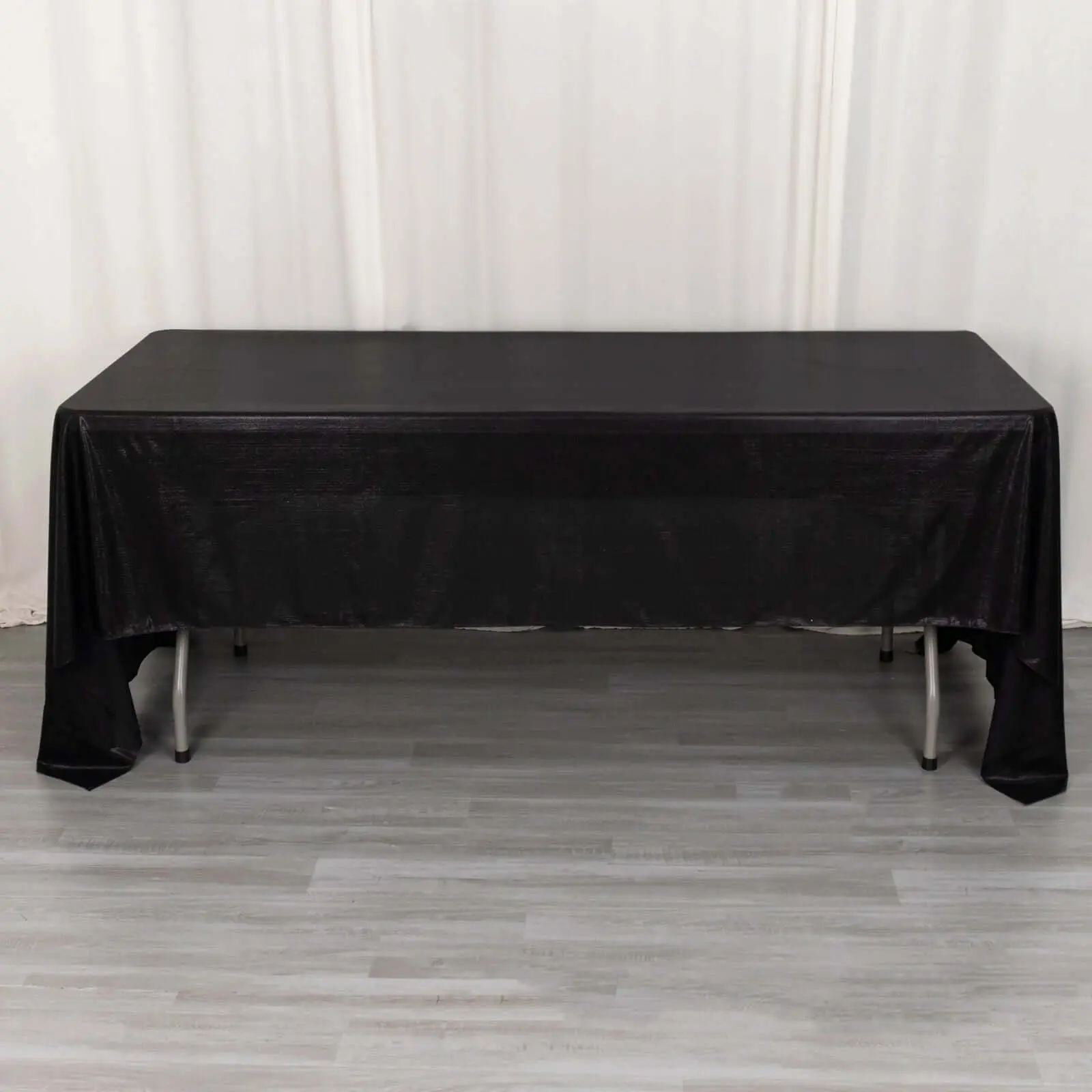 Black Sequin Dots Polyester Rectangle Tablecloth (60"x126") - Wrinkle-Free, Sparkling Table Cover for Party, Graduation Party