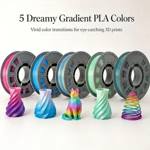 Dreamy Gradient PLA 3D Printing Filament, 0.66lbs Per Spool 1.75mm, Smooth Feeding Accurate Color Transition, Viral Gradient Color for Creative Vase & Figure Printing, Fits Popular FDM Desktop 3D Printers