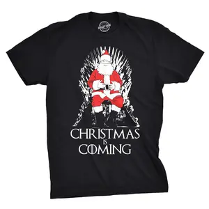 Mens Christmas Is Coming Santa Claus Funny Sarcastic Novelty Top Hilarious Tee Mens Funny T Shirts Cool Vintage Fashion T-Shirt Gift Classic Menswear Christmas Apparel for Men Funny Movie Short Sleeve Novelty Black