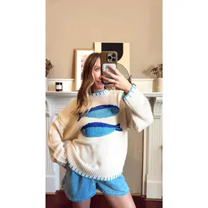 Fish Embroidered Sweater - Cream