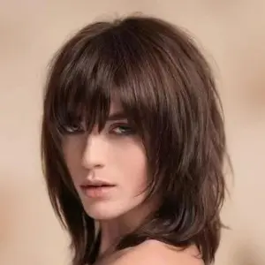 【Daily Elegance】 Elegant women's straight hair wig with long bangs, 100% density rose net cap, high-temperature fiber