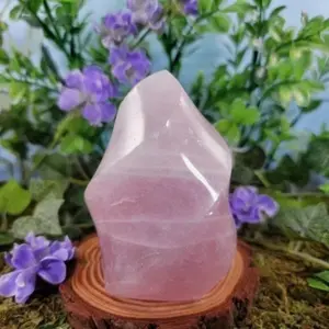 Rose Quartz Flame Spiral #2 - Unique Healing Crystal for Heart and Throat Chakra