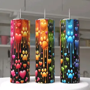 Rainbow Dog Paws Glow in the Dark 20oz Tumbler - Perfect for Your Drinks - Drinkware, Bottle