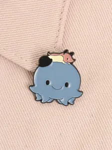 Cartoon Children's Animation Oswald Enamel Pin Cute Octopus Dachshund  Anime Character Metal Brooch Lapel Backpack Badge Fashion Jewelry Gift For Friends
