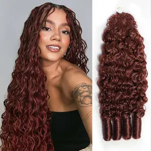 OQ HAIR Breathable Reddish Brown Burmese Curly Crochet Human Hair Seamless Blend For Daily Wear