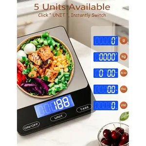 Digital Kitchen Food Scale, 33lb Capacity, Measures in Ounces and Grams, Rechargeable with 304 Stainless Steel Platform, Supports Battery and Type‑C Charging. Ideal for Meal Prep, Cooking and Baking, in a Stylish Black Finish.Sure