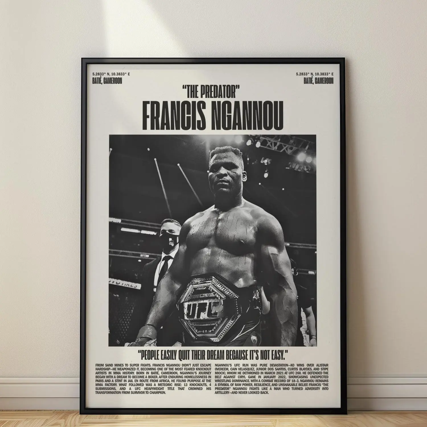 Francis Ngannou "The Predator" UFC Minimalist Poster, Art Print