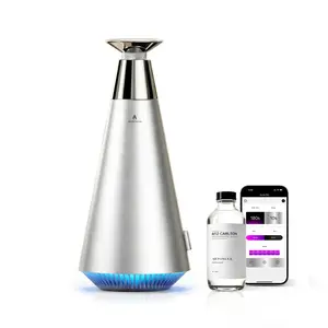 AROMASOUL Waterless Scent Diffuser Starter Kit - 1500 Sq Ft Coverage, Alloy Atomization System,Mood Light,Smart Rechargeable Hotel Scent Diffuser, Including 120ml Essential Oil, for Home,Large Room,Spa,Silver