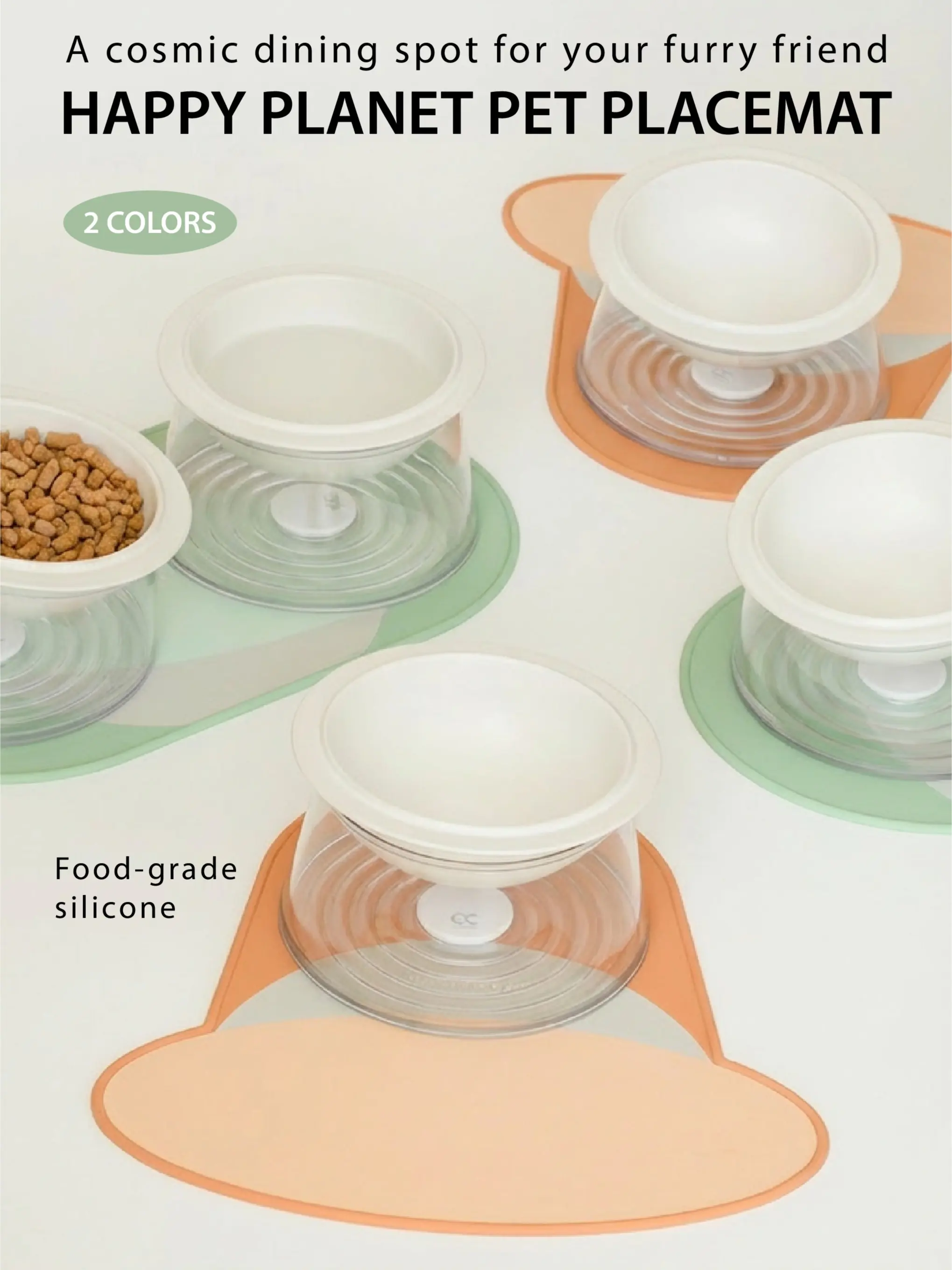 Premium "Happy Planet" Silicone Pet Feeding Placemat - Food-Grade, Waterproof, Spill-Proof, Non-Slip, Baby-Standard, Mess-Free, Roll-Up, Clean in Seconds (for Dogs & Cats)