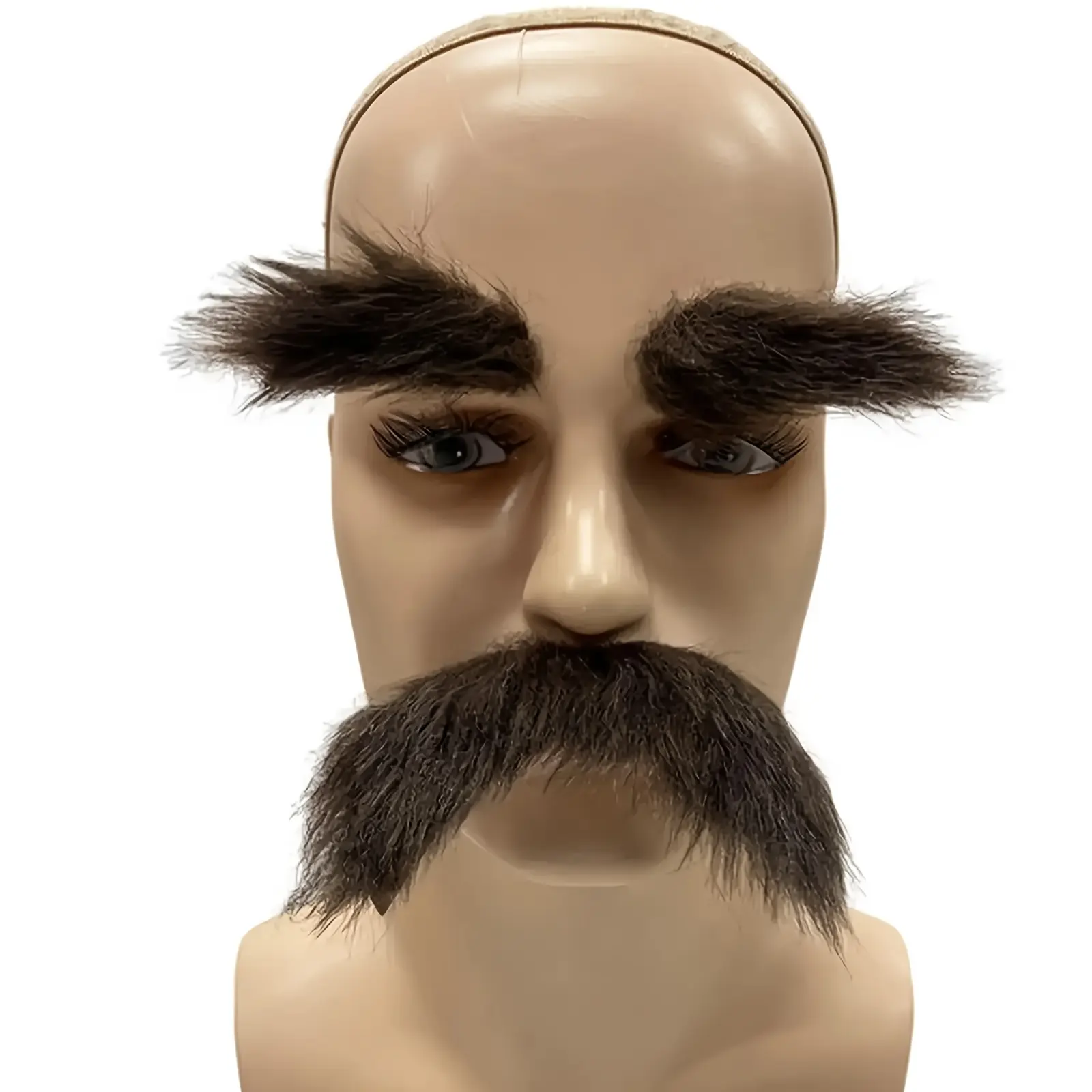 Three-Piece Self-Adhesive Fake Beard And Eyebrow Set for Men - Realistic Facial Hair Temporary Styling, Suitable for Cosplay, Halloween Parties, And Theatrical Performances (No Glue Required)